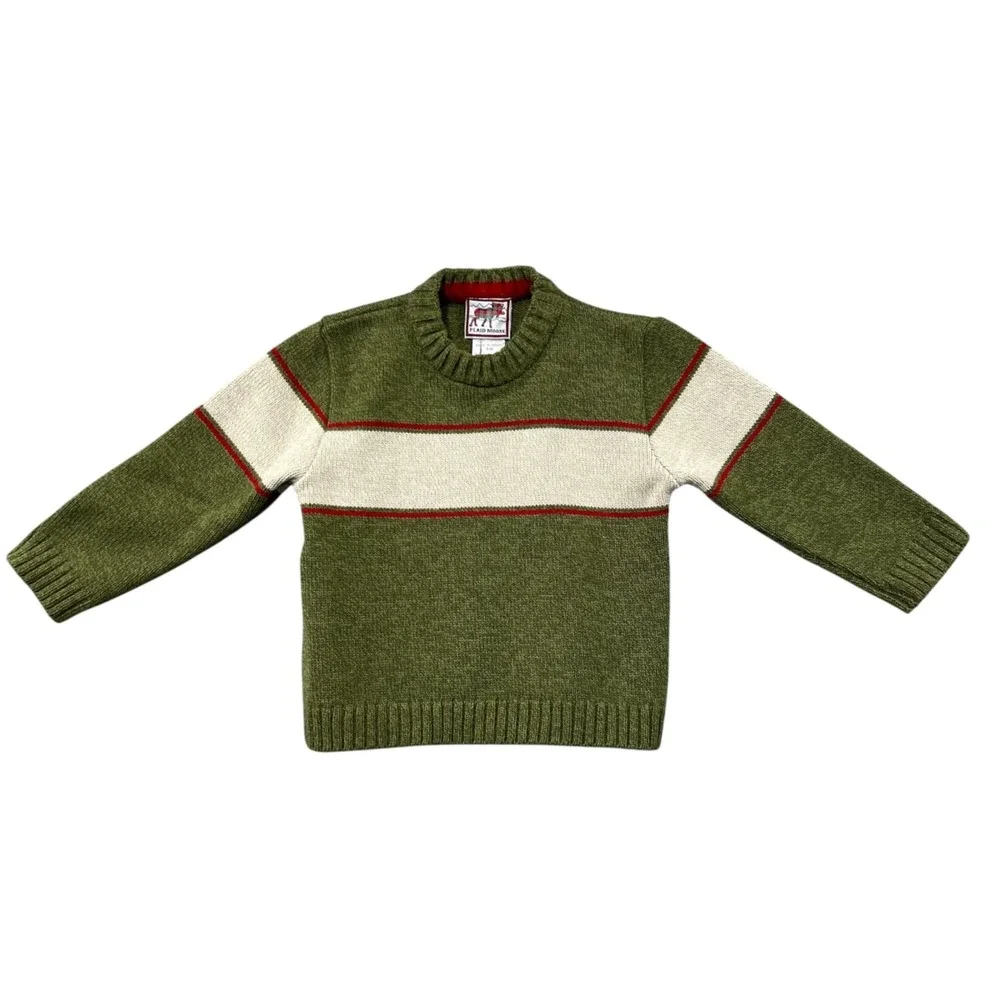 Vintage‎ Plaid Moose Sweater Boys Size 4 Green 100% Cotton Y2K Made in Israel